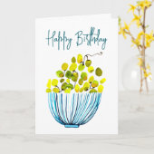 ぶどうの水色かわいい果物 カード (黄色い花)