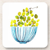 ぶどうの水色かわいい果物 コースター (正面)
