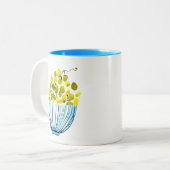 ぶどうの水色かわいい果物 ツートーンマグカップ (正面左)