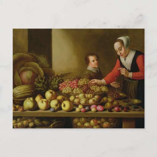 ぶどうを売っている女の子 ポストカード (正面)