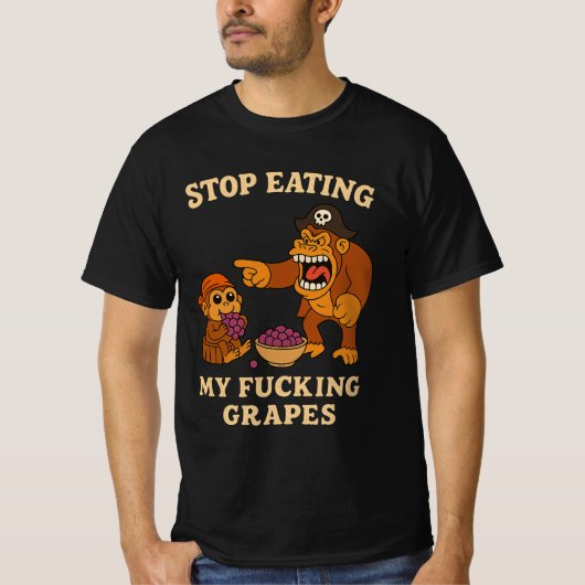 ぶどうを食べるなコラ Meme Monkey ゲーミング Tシャツ (正面)