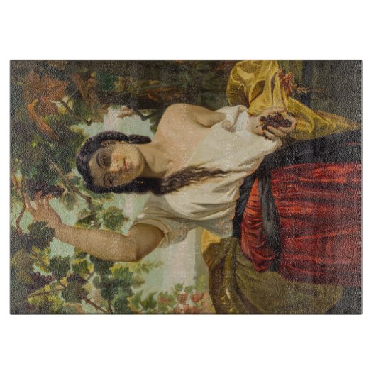 ぶどうイタリアン狩り女性（夏の収穫） カッティングボード (正面)