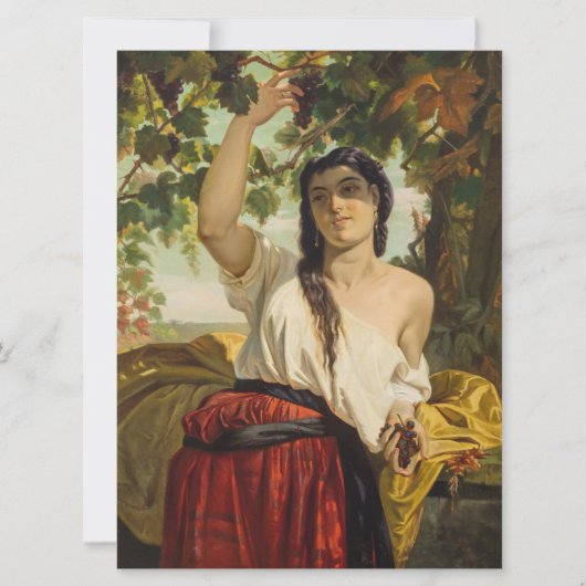 ぶどうイタリアン狩り女性（夏の収穫） カード (正面)