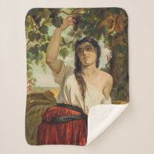 ぶどうイタリアン狩り女性（夏の収穫）