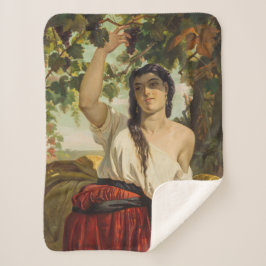 ぶどうイタリアン狩り女性（夏の収穫） シェルパブランケット