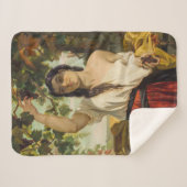 ぶどうイタリアン狩り女性（夏の収穫） シェルパブランケット (正面(横))