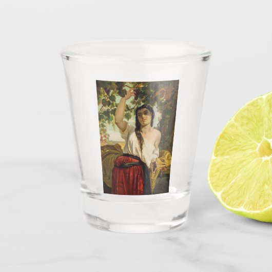 ぶどうイタリアン狩り女性（夏の収穫） ショットグラス (正面)