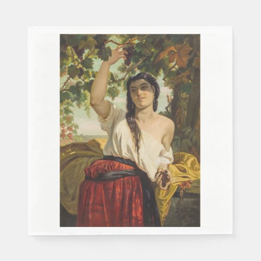 ぶどうイタリアン狩り女性（夏の収穫） スタンダードランチョンナプキン (正面)