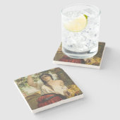 ぶどうイタリアン狩り女性（夏の収穫） ストーンコースター (横)