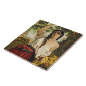 ぶどうイタリアン狩り女性（夏の収穫） タイル (側面)
