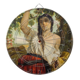 ぶどうイタリアン狩り女性（夏の収穫） ダーツボード