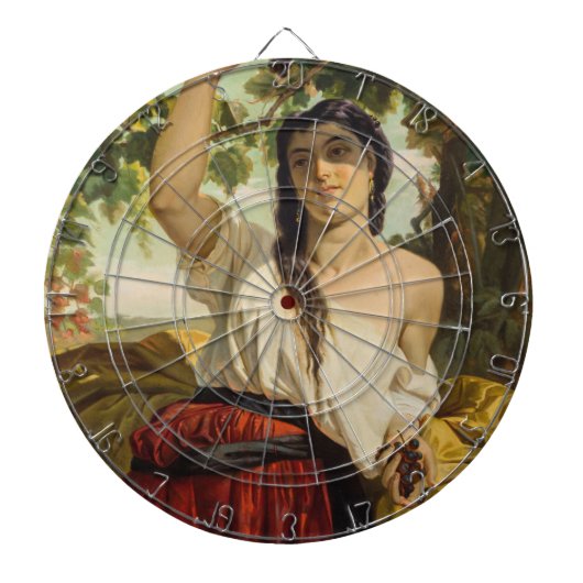 ぶどうイタリアン狩り女性（夏の収穫） ダーツボード (正面)