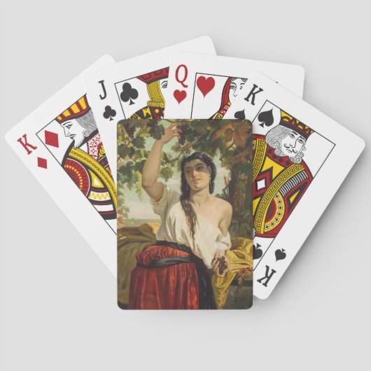 ぶどうイタリアン狩り女性（夏の収穫） トランプ (裏面)