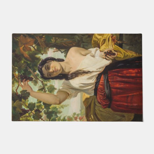 ぶどうイタリアン狩り女性（夏の収穫） ドアマット (正面)