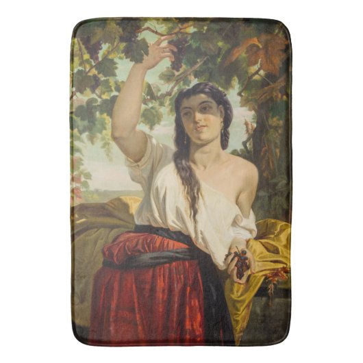 ぶどうイタリアン狩り女性（夏の収穫） バスマット (正面縦)