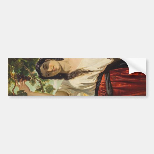 ぶどうイタリアン狩り女性（夏の収穫） バンパーステッカー (正面)