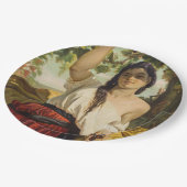 ぶどうイタリアン狩り女性（夏の収穫） ペーパープレート (アングル)