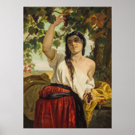 ぶどうイタリアン狩り女性（夏の収穫） ポスター