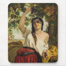 ぶどうイタリアン狩り女性（夏の収穫） マウスパッド