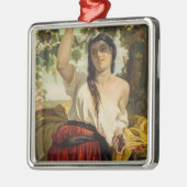 ぶどうイタリアン狩り女性（夏の収穫） メタルオーナメント (左)