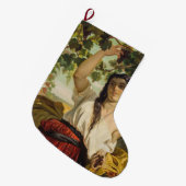ぶどうイタリアン狩り女性（夏の収穫） ラージクリスマスストッキング (正面 (吊り時))