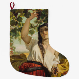 ぶどうイタリアン狩り女性（夏の収穫） ラージクリスマスストッキング