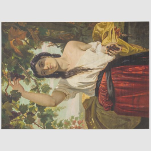 ぶどうイタリアン狩り女性(夏の収穫) 薄葉紙 (正面)