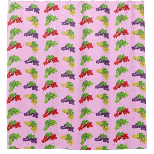 ぶどうカラフルの模様 シャワーカーテン (正面)