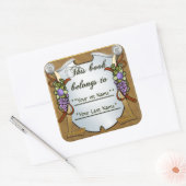 ぶどうスワッグ(パーソナライズされた蔵書票シール) スクエアシール (封筒)