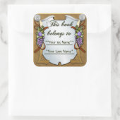 ぶどうスワッグ(パーソナライズされた蔵書票シール) スクエアシール (バッグ)