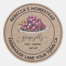 ぶどうゼリー クラフト紙 缶ラベル ラウンドシール