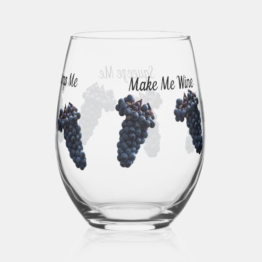 ぶどうピックワイン引用文 – ワイングラスまたは岩ガラス ステムなしワイングラス (裏面)