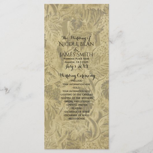 ぶどうブドウ畑エレガントなウェディングプログラムイベント プログラム (正面)