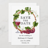 ぶどうモダンエレガントつる植物水彩リース セーブザデート (正面/裏面)