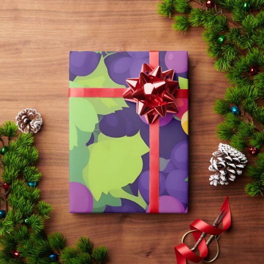 ぶどうレトロカラフルパタパーソナライズされたーン ラッピングペーパー (クリスマスギフト)