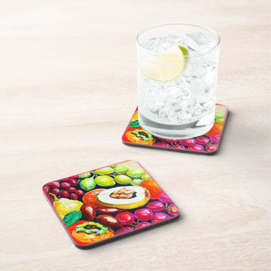 ぶどう果実の美しい絵画混合物。買今 コースター (右側)