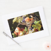 ぶどう果実鳥まだ生絵画き 長方形シール (封筒)