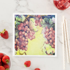 ぶどう畑の葡萄ウォーターカラーナプキン - ワイン試飲