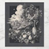 ぶどう畑ファンタジーとボトルアートワーク ワインラベル (シングルラベル)