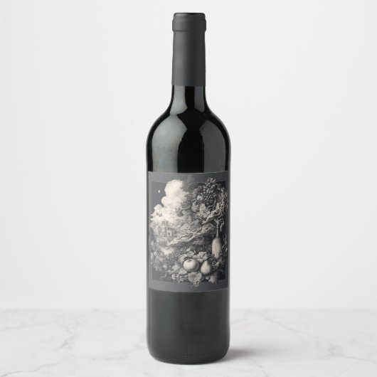 ぶどう畑ファンタジーとボトルアートワーク ワインラベル (正面)