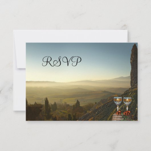 ぶどう畑 ワイナリー ワインテーマの出欠確認カード 招待状 (正面)