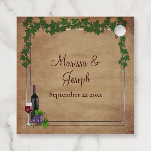 ぶどう素朴つる植物ブルゴーニュ結婚ワインありがとう フェイバータグ (裏面)