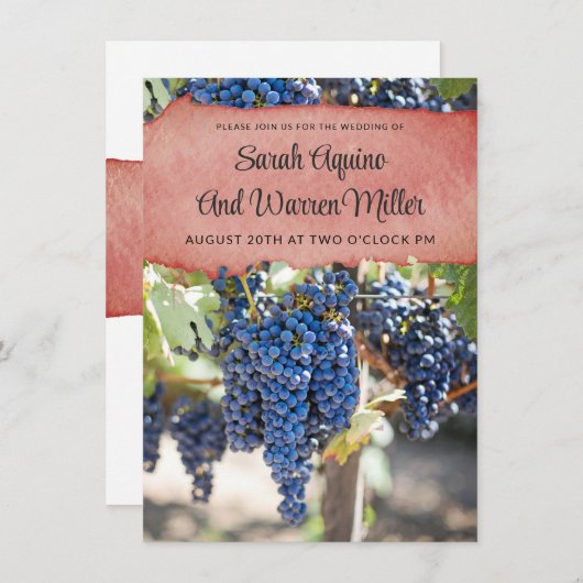ぶどう素朴つる植物結婚式招待状 招待状 (正面/裏面)