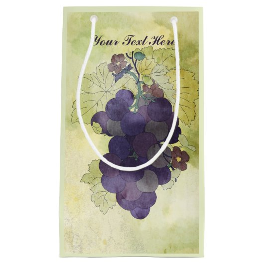 ぶどう素朴パーソナライズされた スモールペーパーバッグ (正面)