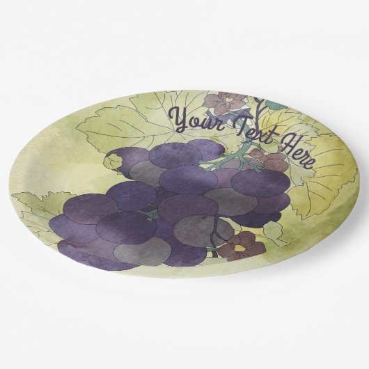 ぶどう素朴パーソナライズされた ペーパープレート (アングル)