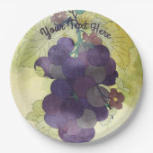 ぶどう素朴パーソナライズされた ペーパープレート (正面)