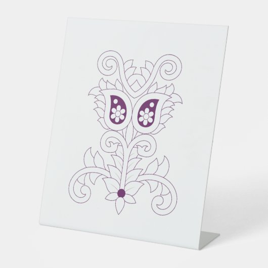 ぶどう紫、ぶどう、蜂蜜の花飾り 台座サイン (正面)