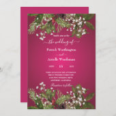 ぶどう色のクリスマスウェディング招待状 招待状 (正面/裏面)