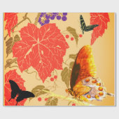 ぶどう葉及び蝶の包装紙 ラッピングペーパー (フラット)