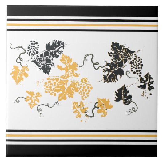 ぶどう葉製陶瓦 タイル (正面)